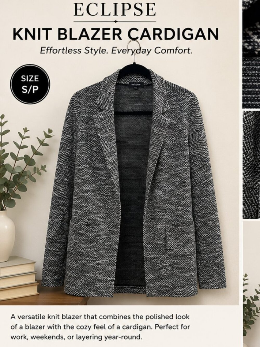 Eclipse Knit Blazer Cardigan – Size Small (S/P)